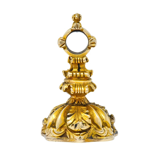 1900's Victorian Bloodstone Intaglio 14 Karat Gold Pheasant Fob Pendant