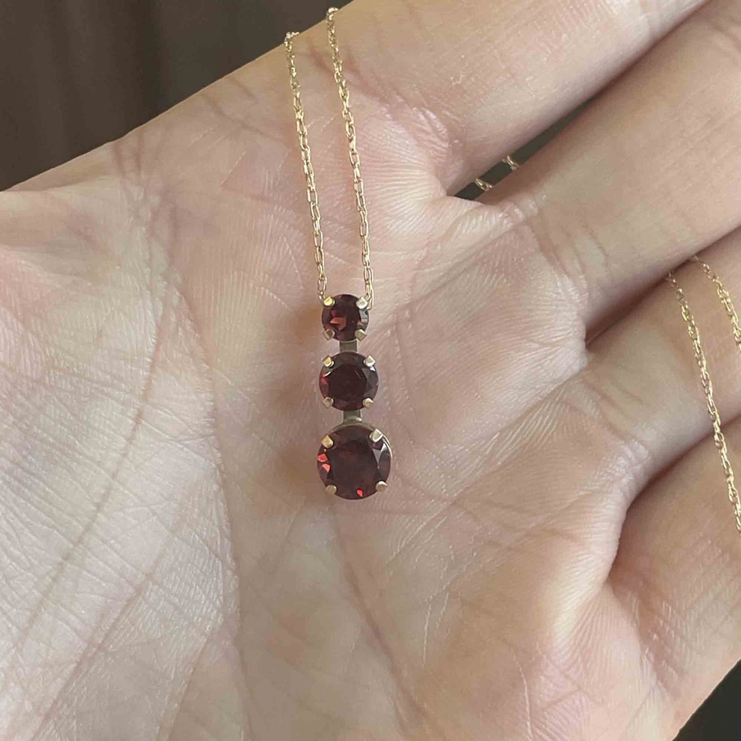 10K Gold Garnet Journey Pendant Necklace