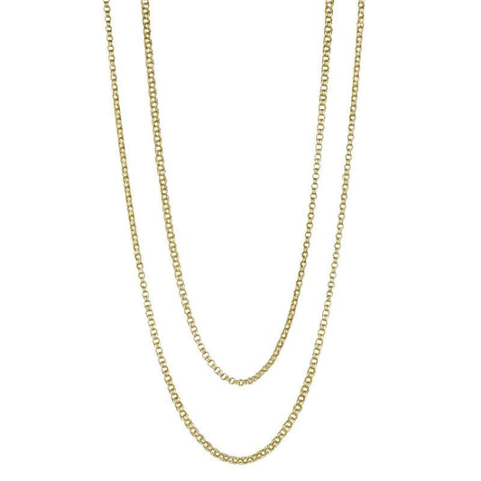 Gold Triple Trace Link Long Chain Necklace