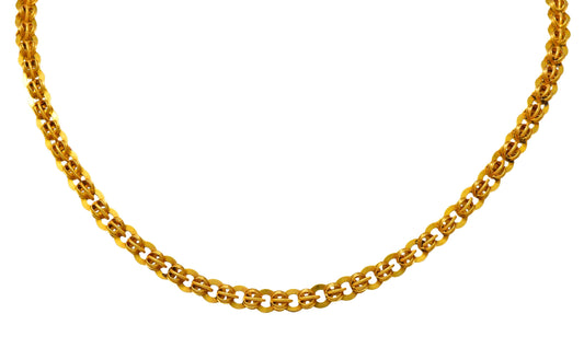 1890's Victorian 14 Karat Gold 19 Inch Circular Chain Link Necklace