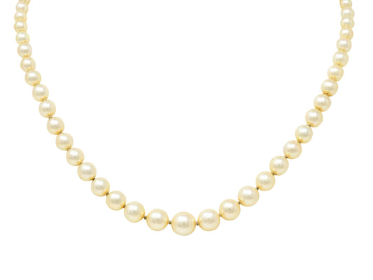 1930's Art Deco 0.50 CTW Diamond Pearl Platinum Strand Necklace