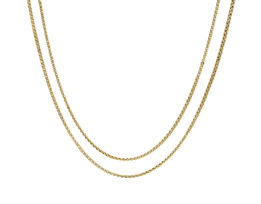 1900 Russian Victorian 14 Karat Yellow Gold 59 Inch Long Curb Chain Lariat Necklace