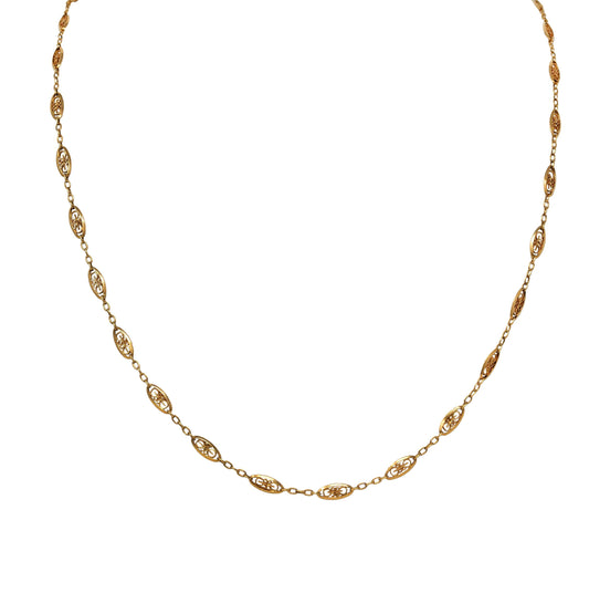 1900 French Victorian 18 Karat Gold 36 Inch Long Chain Necklace