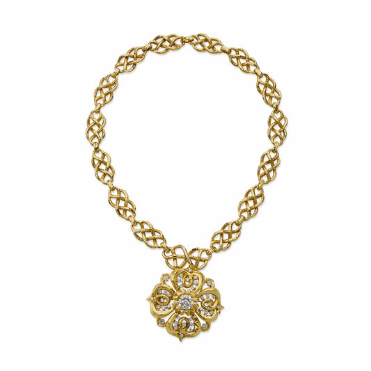 David Webb Hammered Pendant Necklace