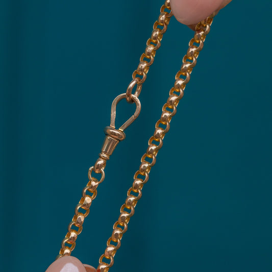 16.5 Antique 9ct Gold Belcher Chain, with Dog-Clip