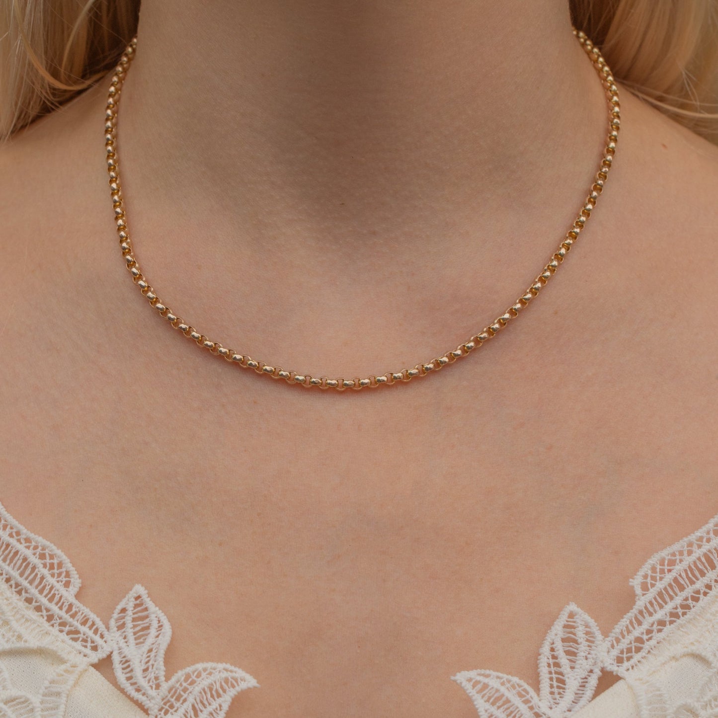 16.5 Antique 9ct Gold Belcher Chain, with Dog-Clip