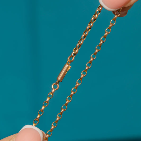 18.5 Antique 9ct Gold Belcher Chain with Barrel Clasp