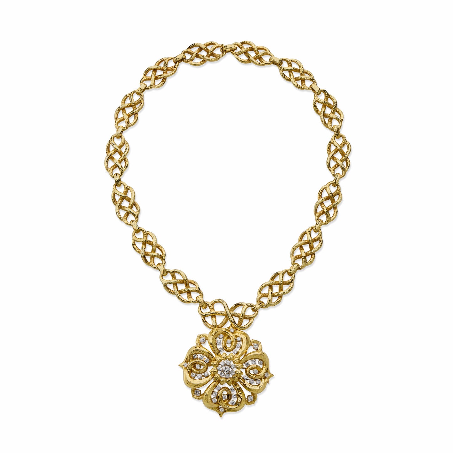 David Webb Hammered Pendant Necklace
