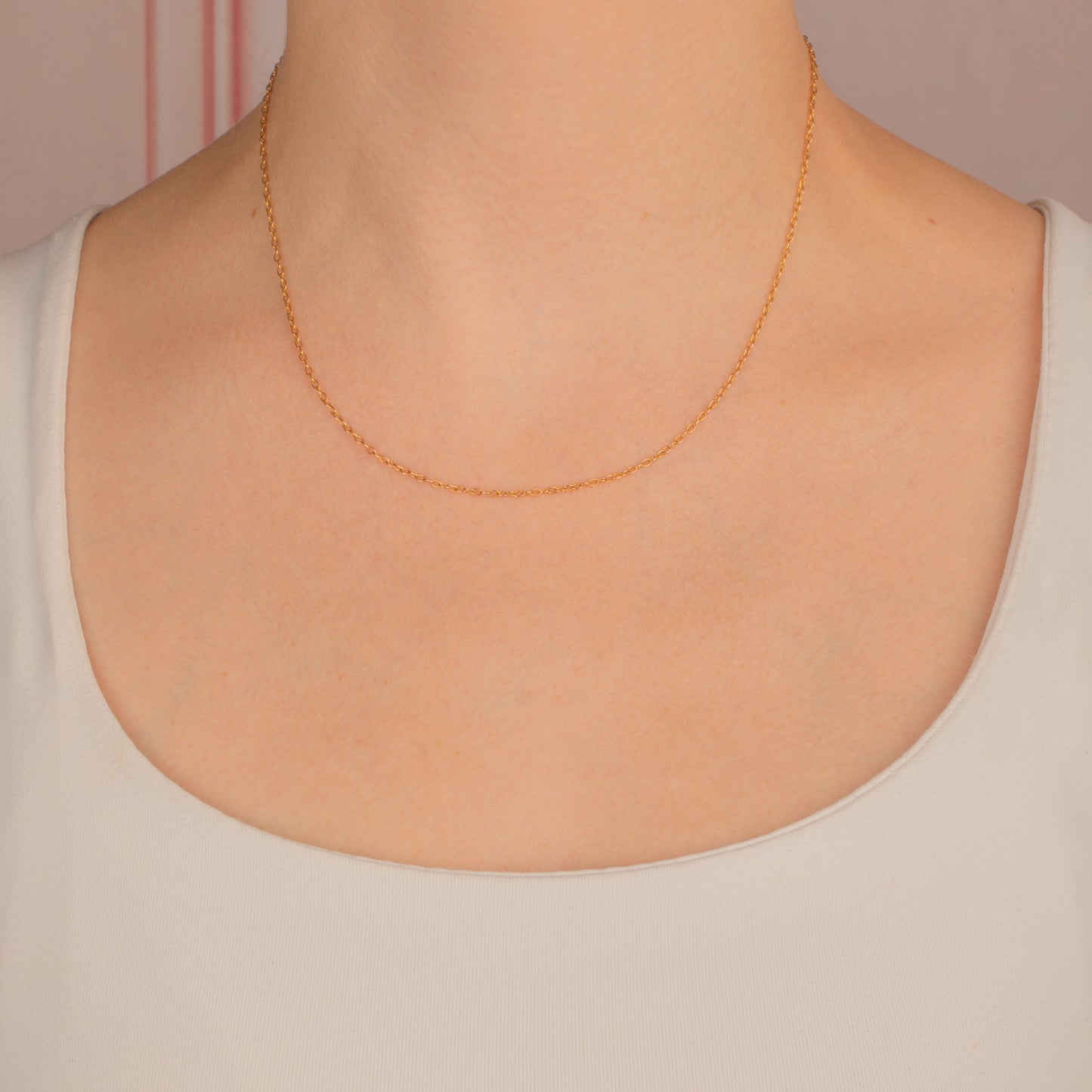16 Antique 9ct Gold Skinny Pendant Chain